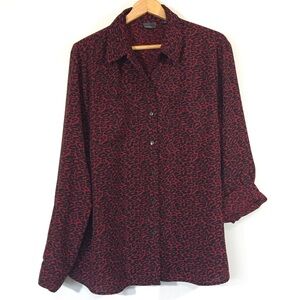 Covington Red Leopard Print Button Up‎ Shirt